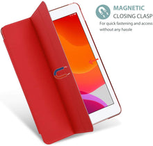 Load image into Gallery viewer, ProElite Smart Flip Case Cover for Apple ipad 7th/8th/9th Gen (2021) 10.2 inch with Stylus Pen, Translucent & Hard Back, Red