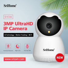 Load image into Gallery viewer, Srihome SH036 Pan/Tilt Wireless WiFi 3MP Full HD 1296p IP Security Camera CCTV with Auto Tracking