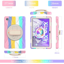 Load image into Gallery viewer, ProElite Rugged 3 Layer Armor case Cover for Lenovo Tab M10 FHD Plus 3rd Gen 10.6 inch (Will Not Fit M10 5G Model ) with Hand Grip and Rotating Kickstand with Shoulder Strap, Rainbow