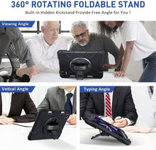 Load image into Gallery viewer, ProElite Rugged 3 Layer Armor case Cover for iPad Pro 11 inch 2022/2021 4th/3rd Gen with Pencil Holder, Shoulder Strap and Kickstand, Black