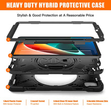 Load image into Gallery viewer, ProElite Rugged 3 Layer Armor case Cover for Xiaomi Mi Pad 5 11" with Hand Grip and Rotating Kickstand with Shoulder Strap & Pen Holder, Black