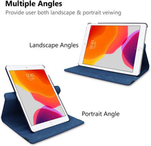 Load image into Gallery viewer, ProElite Smart Case for Apple ipad 7th/8th/9th Gen (2021) 10.2 inch , 360 Degree Rotating Stand Leather Protective Cover, Dark Blue
