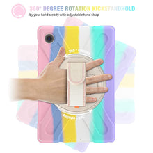 Load image into Gallery viewer, ProElite Rugged 3 Layer Armor case Cover for Samsung Galaxy Tab A8 10.5" SM-X200/ SM-X205/ SM-X207 with Hand Grip and Rotating Kickstand with Shoulder Strap, Rainbow