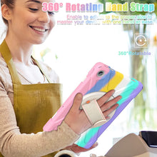 Load image into Gallery viewer, ProElite Rugged 3 Layer Armor case Cover for Motorola Moto Tab G62 10.6 inch with Hand Grip and Rotating Kickstand with Shoulder Strap, Rainbow
