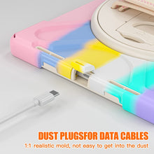 Load image into Gallery viewer, ProElite Rugged 3 Layer Armor case Cover for Apple iPad (A16) 11th/10th Generation (2025/2022). with Hand Grip and Rotating Kickstand, Rainbow