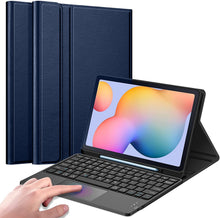 Load image into Gallery viewer, ProElite Detachable Wireless Bluetooth TouchPad Keyboard flip case Cover for Samsung Galaxy Tab S6 Lite 10.4 Inch SM-P610/P615 with Pencil Holder, Dark Blue