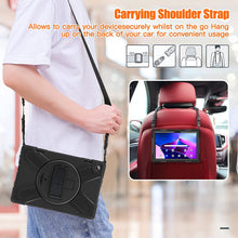 Load image into Gallery viewer, ProElite Rugged 3 Layer Armor case Cover for Lenovo Tab M10 FHD 3rd Gen 10.1 inch with Hand Grip and Rotating Kickstand with Shoulder Strap, (Black)