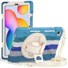 Load image into Gallery viewer, ProElite Rugged 3 Layer Armor case Cover for Samsung Galaxy Tab S6 Lite 10.4 Inch 2022 SM-P610/P615 with SPen Holder, Hand Grip and Rotating Kickstand, Rainbow Blue