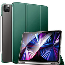 Load image into Gallery viewer, ProElite Smart Flip Case Cover for Apple iPad Pro 11 inch 4th/3rd Gen 2022/2021, Transparent Soft Back with Pencil Holder, Dark Green