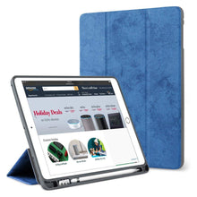 Load image into Gallery viewer, ProElite Smart PU Flip Case Cover for Apple iPad 9.7" 2017 2018 5th Gen/6th Gen Air 1 Air 2 (A1893/A1954) (Dark Blue) with Pencil Holder