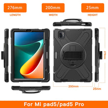 Load image into Gallery viewer, ProElite Rugged 3 Layer Armor case Cover for Xiaomi Mi Pad 5 11" with Hand Grip and Rotating Kickstand with Shoulder Strap & Pen Holder, Black