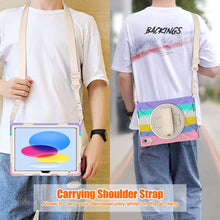 Load image into Gallery viewer, ProElite Rugged 3 Layer Armor case Cover for Apple iPad (A16) 11th/10th Generation (2025/2022). with Hand Grip and Rotating Kickstand, Rainbow