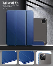 Load image into Gallery viewer, ProElite Smart Flip Case Cover for Apple iPad Pro 11 inch 4th/3rd Gen 2022/2021, Transparent Soft Back with Pencil Holder, Dark Blue