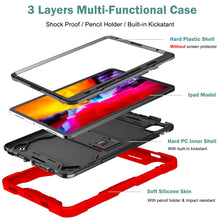 Load image into Gallery viewer, ProElite Rugged Shockproof Heavy Duty Back Case Cover for Apple iPad Pro 11" 2021/2020/2018 & iPad Air 5th/4th Gen 10.9" (with Pencil Holder), Red