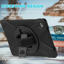 Load image into Gallery viewer, ProElite Rugged 3 Layer Armor case Cover for Motorola Moto Tab G62 10.6 inch with Hand Grip and Rotating Kickstand with Shoulder Strap, Black