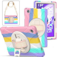 Load image into Gallery viewer, ProElite Rugged 3 Layer Armor case Cover for Motorola Moto Tab G62 10.6 inch with Hand Grip and Rotating Kickstand with Shoulder Strap, Rainbow