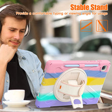 Load image into Gallery viewer, ProElite Rugged 3 Layer Armor case Cover for Samsung Galaxy Tab S6 Lite 10.4 Inch 2022 SM-P610/P615 with SPen Holder, Hand Grip and Rotating Kickstand, Rainbow