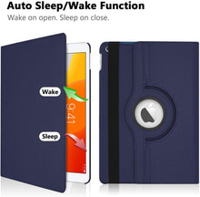 Load image into Gallery viewer, ProElite Smart Case for Apple ipad 7th/8th/9th Gen (2021) 10.2 inch , 360 Degree Rotating Stand Leather Protective Cover, Dark Blue
