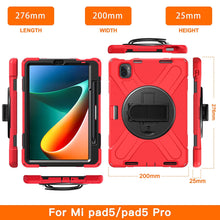 Load image into Gallery viewer, ProElite Rugged 3 Layer Armor case Cover for Xiaomi Mi Pad 5 11" with Hand Grip and Rotating Kickstand with Shoulder Strap & Pen Holder, Red
