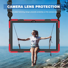 Load image into Gallery viewer, ProElite Rugged 3 Layer Armor case Cover for Motorola Moto Tab G62 10.6 inch with Hand Grip and Rotating Kickstand with Shoulder Strap, Red