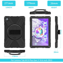 Load image into Gallery viewer, ProElite Rugged 3 Layer Armor case Cover for Lenovo Tab M10 FHD Plus 3rd Gen 10.6 inch (Will Not Fit M10 5G Model ) with Hand Grip and Rotating Kickstand with Shoulder Strap, Black