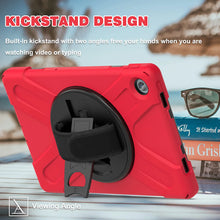 Load image into Gallery viewer, ProElite Rugged 3 Layer Armor case Cover for Motorola Moto Tab G62 10.6 inch with Hand Grip and Rotating Kickstand with Shoulder Strap, Red