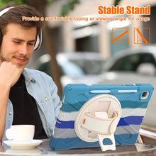 Load image into Gallery viewer, ProElite Rugged 3 Layer Armor case Cover for Samsung Galaxy Tab S6 Lite 10.4 Inch 2022 SM-P610/P615 with SPen Holder, Hand Grip and Rotating Kickstand, Rainbow Blue