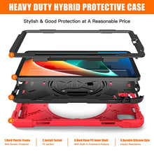 Load image into Gallery viewer, ProElite Rugged 3 Layer Armor case Cover for Xiaomi Mi Pad 5 11" with Hand Grip and Rotating Kickstand with Shoulder Strap & Pen Holder, Red