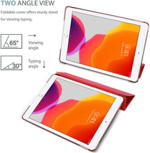 Load image into Gallery viewer, ProElite Smart Flip Case Cover for Apple ipad 7th/8th/9th Gen (2021) 10.2 inch with Stylus Pen, Translucent & Hard Back, Red