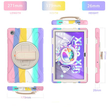 Load image into Gallery viewer, ProElite Rugged 3 Layer Armor case Cover for Motorola Moto Tab G62 10.6 inch with Hand Grip and Rotating Kickstand with Shoulder Strap, Rainbow