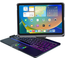 Load image into Gallery viewer, ProElite Rotatable Wireless Bluetooth TouchPad Keyboard flip case Cover for Apple iPad (A16) 11th/10th Generation 2025/2022, Built-in 7-Colors Backlit, Black