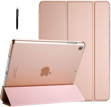 Load image into Gallery viewer, ProElite Smart Flip Case Cover for Apple ipad 7th/8th/9th Gen (2021) 10.2 inch  with Stylus Pen, Translucent &amp; Hard Back, Gold
