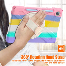 Load image into Gallery viewer, ProElite Rugged 3 Layer Armor case Cover for Samsung Galaxy Tab S6 Lite 10.4 Inch 2022 SM-P610/P615 with SPen Holder, Hand Grip and Rotating Kickstand, Rainbow