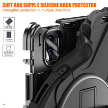 Load image into Gallery viewer, ProElite Rugged 3 Layer Armor case Cover for Xiaomi Mi Pad 5 11" with Hand Grip and Rotating Kickstand with Shoulder Strap & Pen Holder, Black