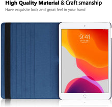 Load image into Gallery viewer, ProElite Smart Case for Apple ipad 7th/8th/9th Gen (2021) 10.2 inch , 360 Degree Rotating Stand Leather Protective Cover, Dark Blue