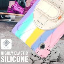 Load image into Gallery viewer, ProElite Rugged 3 Layer Armor case Cover for Samsung Galaxy Tab A8 10.5" SM-X200/ SM-X205/ SM-X207 with Hand Grip and Rotating Kickstand with Shoulder Strap, Rainbow