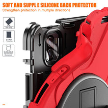 Load image into Gallery viewer, ProElite Rugged 3 Layer Armor case Cover for Xiaomi Mi Pad 5 11" with Hand Grip and Rotating Kickstand with Shoulder Strap & Pen Holder, Red