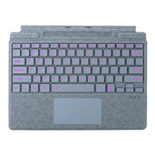 Load image into Gallery viewer, ProElite Keyboard for Microsoft Surface Pro 8/Pro 9/Pro 10/Pro 11/X, Detachable Wireless Bluetooth TouchPad Keyboard Surface Pro 8/9/10/11/X with Pencil Holder &amp; Built-in 7-Colors Backlit, ICY Blue
