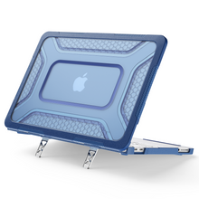 Load image into Gallery viewer, ProElite Transparent Case for MacBook Neo 13 inch 2026 Model Touch ID, Heavy Duty Honeycomb Hard Shell with Slim TPU Bumper and Fold Kickstand, Dark Blue
