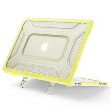 Load image into Gallery viewer, ProElite Transparent Case for MacBook Neo 13 inch 2026 Model Touch ID, Heavy Duty Honeycomb Hard Shell with Slim TPU Bumper and Fold Kickstand, Yellow
