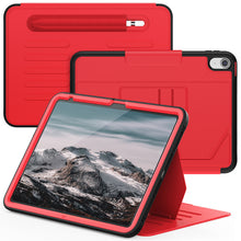 Load image into Gallery viewer, ProElite Cover Case for Apple iPad (A16) 11th/10th Gen (2025/2022) Case, Smart Magnetic Shockproof Protective Case with 5 Stable Stands with Pencil Holder for Apple iPad 11th/10th Gen, Red
