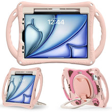 Load image into Gallery viewer, ProElite Tough Kids case Cover for Apple iPad Air 11 M3/M2 2025/2024/ Pro 11 4th/3rd Gen iPad Air 5th/4th Gen 10.9 inch with Pencil Holder Rotating Kickstand &amp; Shoulder Strap, Pink

