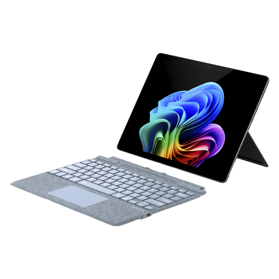 ProElite Keyboard for Microsoft Surface Pro 8/Pro 9/Pro 10/Pro 11/X, Detachable Wireless Bluetooth TouchPad Keyboard Surface Pro 8/9/10/11/X with Pencil Holder & Built-in 7-Colors Backlit, ICY Blue