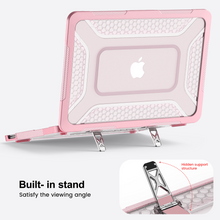 Load image into Gallery viewer, ProElite Transparent Case for MacBook Neo 13 inch 2026 Model Touch ID, Heavy Duty Honeycomb Hard Shell with Slim TPU Bumper and Fold Kickstand, Pink
