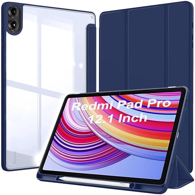 ProElite Case Cover for Redmi Pad Pro 12.1 inch Cover, Transparent Flip Case for Redmi Pad Pro 12.1 inch [Supports Auto Sleep Wake Function], Dark Blue