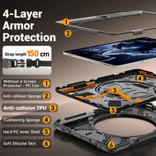 Load image into Gallery viewer, ProElite Cover for Samsung Galaxy Tab S12 Plus 12.6 inch 2026 Case, Rugged 3 Layer Armor case Cover for Galaxy Tab S12 Plus 12.6 inch with Hand Grip &amp; Rotating Kickstand with Shoulder Strap, Black
