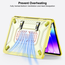 Load image into Gallery viewer, ProElite Transparent Case for MacBook Neo 13 inch 2026 Model Touch ID, Heavy Duty Honeycomb Hard Shell with Slim TPU Bumper and Fold Kickstand, Yellow
