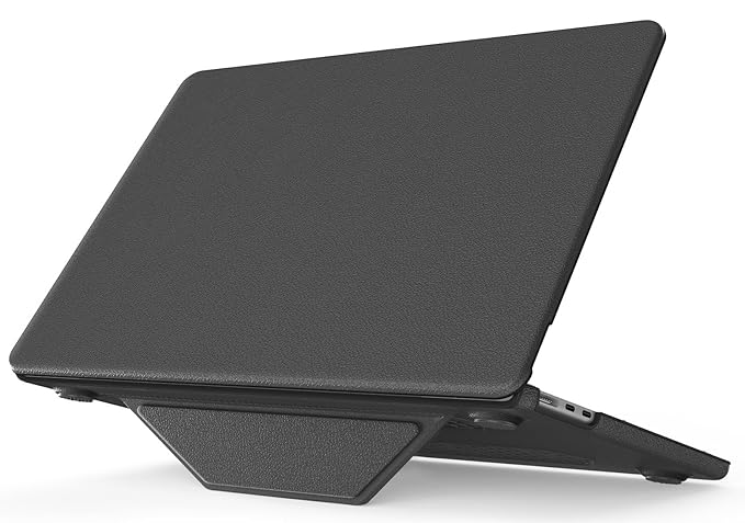 ProElite Case for MacBook Air 13 inch M3/M2 2025/2024 M1 2021 2020 Release A2337 A2179 A1932 Model Touch ID, Slim Leather case with Foldable Stand, Grey