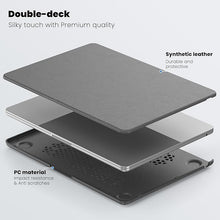 Load image into Gallery viewer, ProElite Case for MacBook Air 13 inch M3/M2 2025/2024 M1 2021 2020 Release A2337 A2179 A1932 Model Touch ID, Slim Leather case with Foldable Stand, Grey
