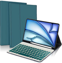 Load image into Gallery viewer, ProElite Detachable Wireless Bluetooth Keyboard case Cover for Apple iPad Air 11 inch M3/M2 2025/2024 Pro 11&quot; 4/3rd Gen &amp; iPad Air 5th/4th Gen 10.9&quot; with Pencil Holder, Dark Green
